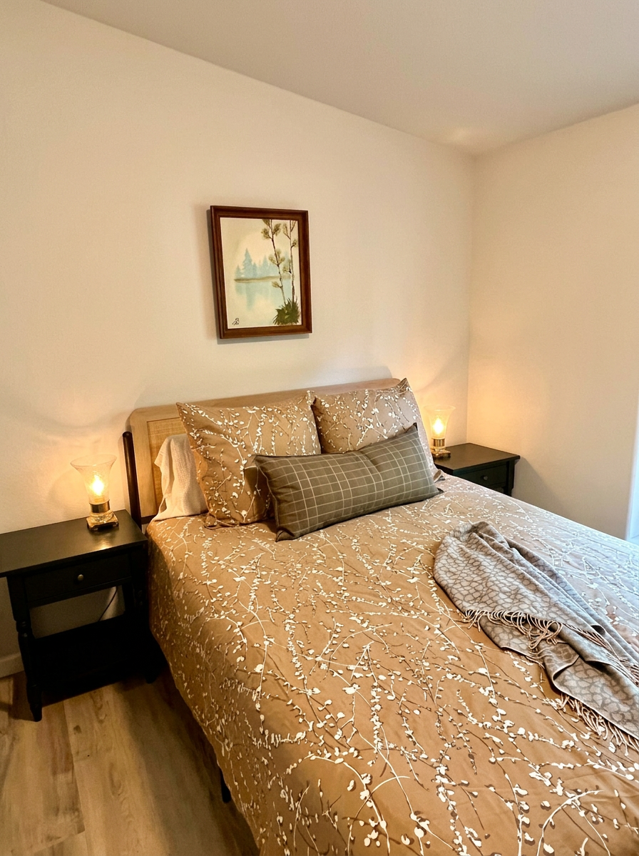 Cozy second queen bedroom at Pine Tree Palace Bastrop TX vacation rental